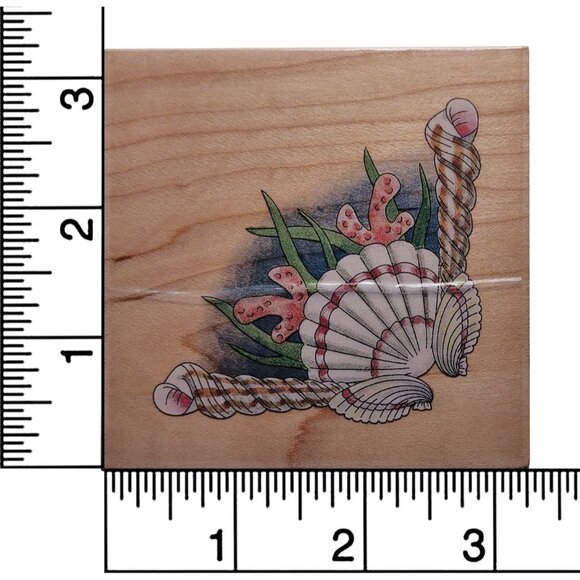 Decorative Shell Corner Rubber Stamp Wooden Block Craft Tool - Picture 3 of 6